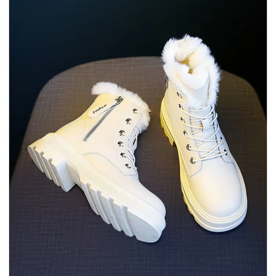 Geltrix - Damen Winterstiefel mit Kunstfell und modischem Schnürdesign