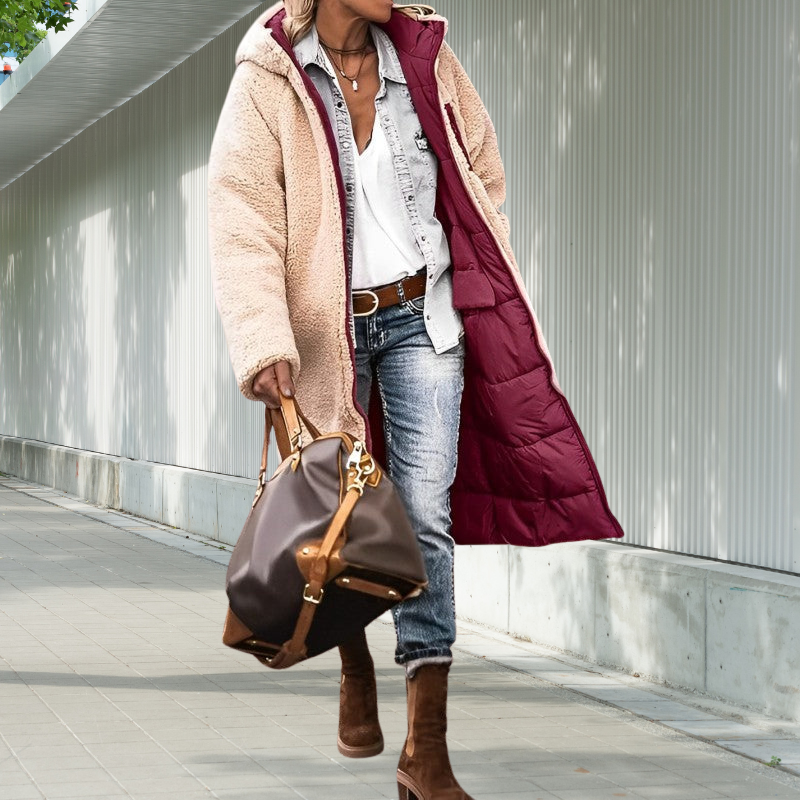 Winterjacke Damen Lang Geschnitten | Mit Kapuze und Taschen