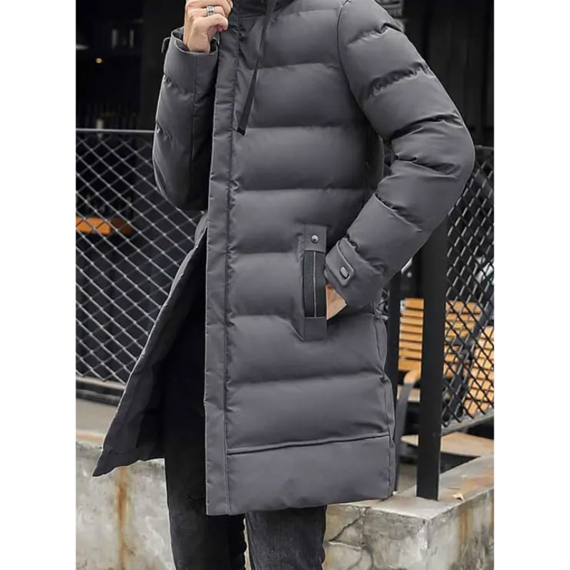 Zinntal - Langer Wintermantel Herren Warm Gefüttert Mit Kapuze Winddicht