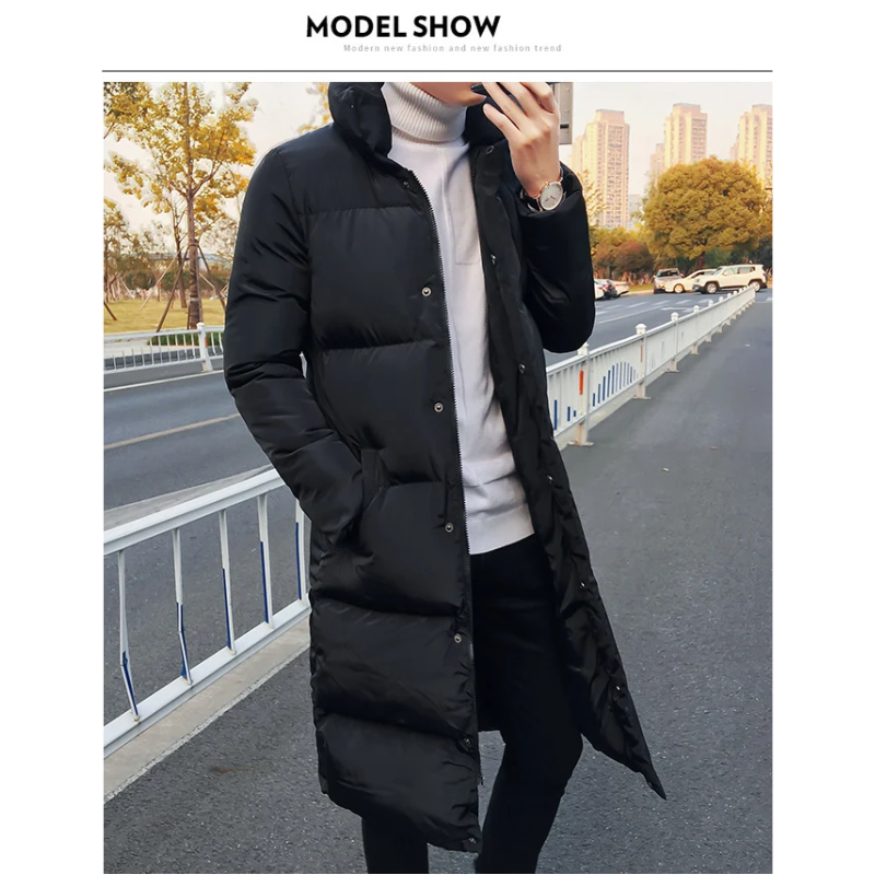 Nordlig - Langer Wintermantel Herren Warm Gefüttert Winddicht Mit Kapuze