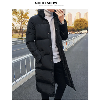 Nordlig - Langer Wintermantel Herren Warm Gefüttert Winddicht Mit Kapuze