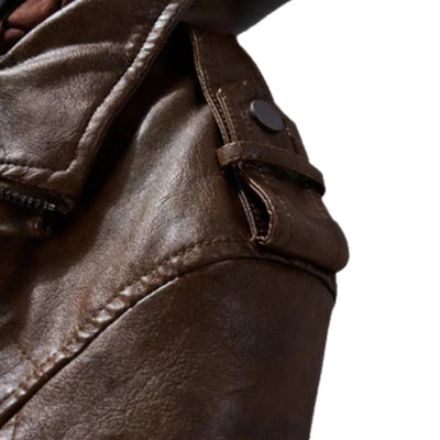 Moderne Herren-Lederjacke mit Kapuze