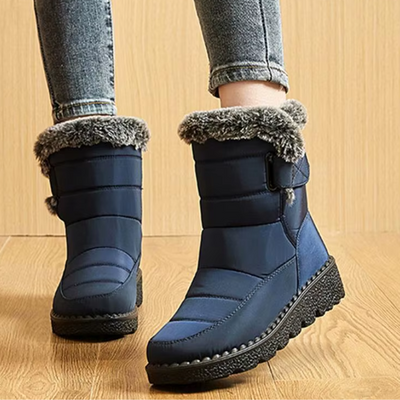 Crysona - Damen Winterstiefel mit Fellkragen und rutschfester Keilsohle