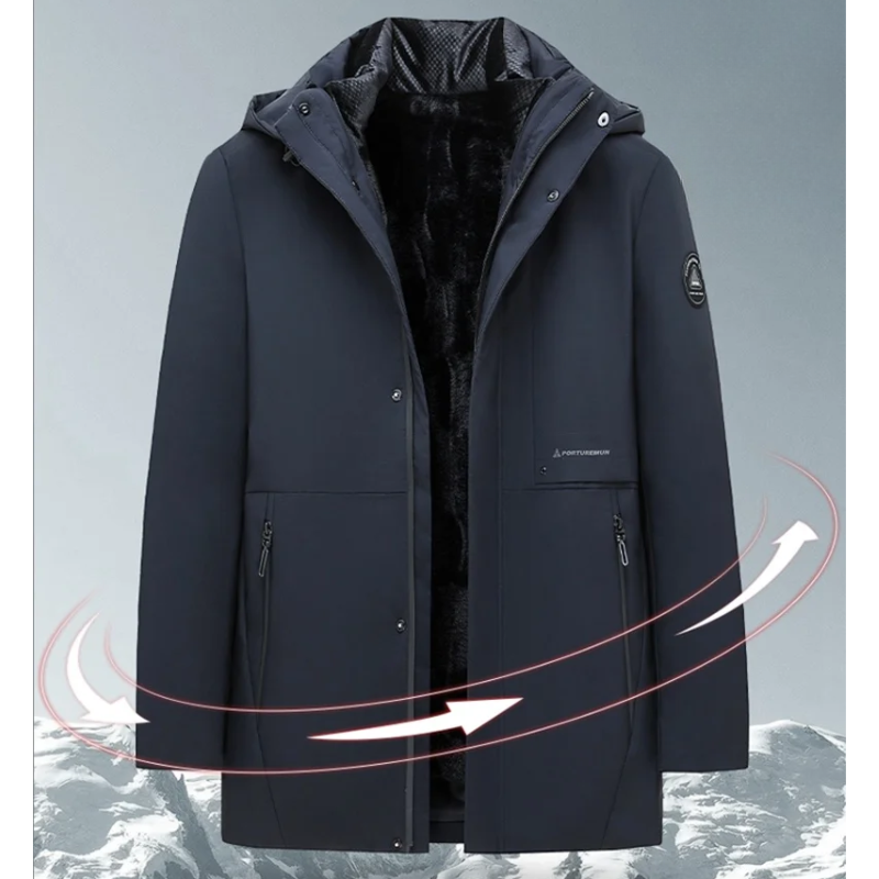 Mantrol - Langer Wintermantel Herren – Wasserabweisender Parka mit Kapuze