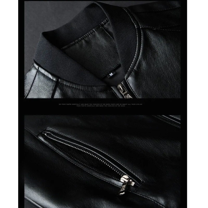 Menroxh - Lederjacke Herren im Mantelstil, Elegante Echtlederjacke mit Taschen