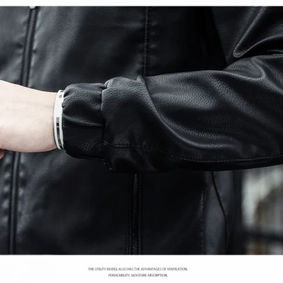 Boldvar - Lederjacke Herren, Warme Jacke mit abnehmbarer Kapuze und Reißverschluss