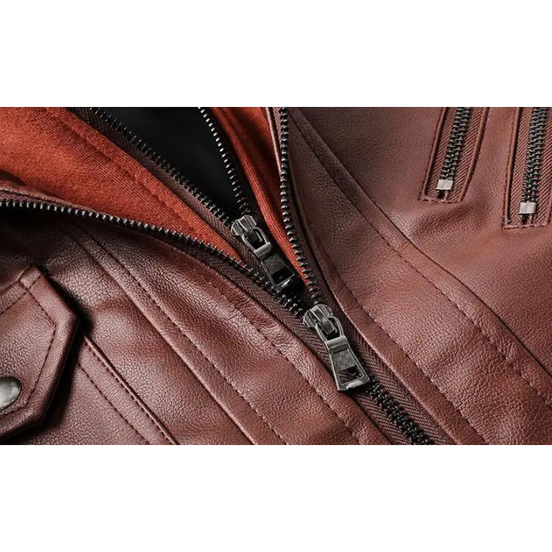 Manfrot - Lederjacke Herren mit Kapuze, Gepolsterte Winterjacke