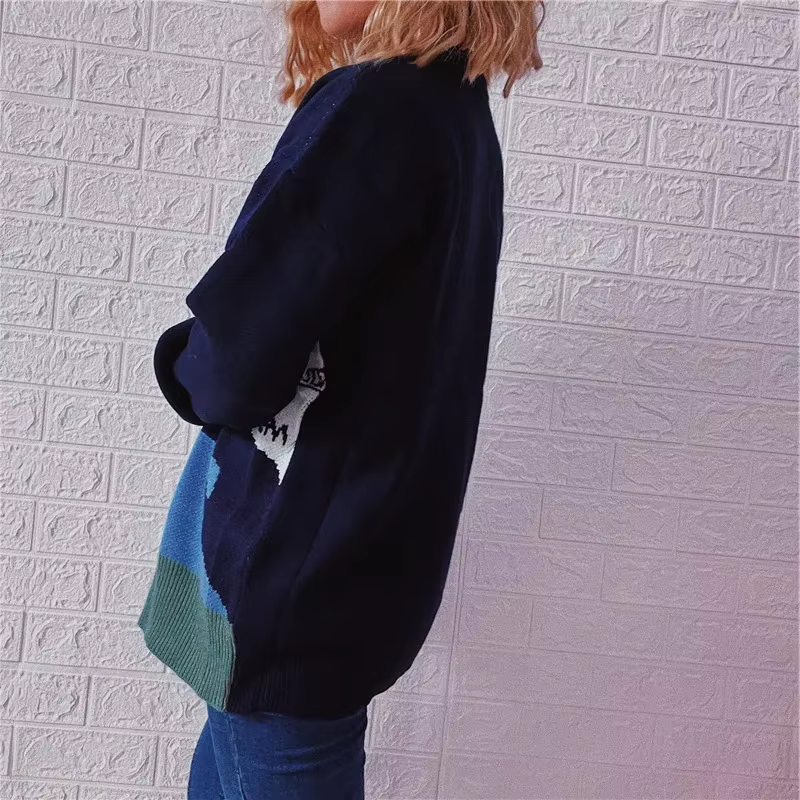 Wolzwei - Weihnachtspullover für Damen, Strickpullover mit festlichem Weinglas-Motiv