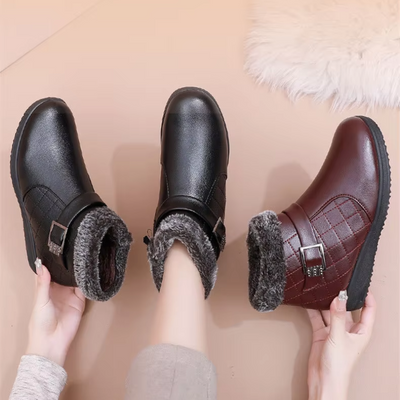 Solexia - Damen Winterstiefel mit Fellkragen und rutschfester Sohle