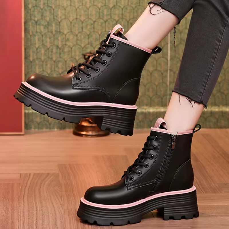 Glacine - Damen Winterstiefel mit Plateau und stylischem Schnürdesign