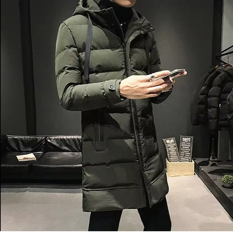 Warmtex - Langer Wintermantel Herren Winddicht Wasserdicht Mit Kapuze Gefüttert