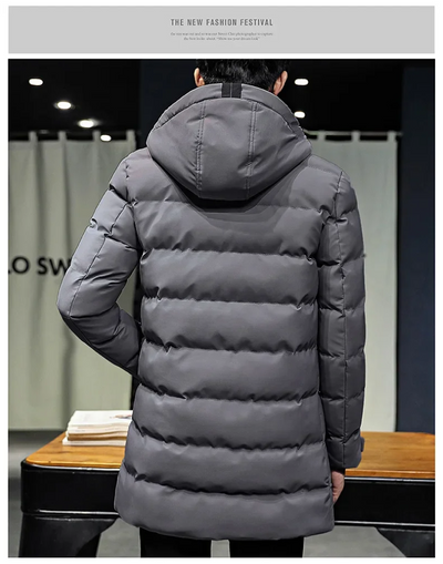 Feuernn - Langer Wintermantel Herren Warm Gefüttert Mit Kapuze Outdoorjacke