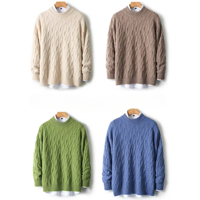 Strlum - Wollpullover Herren – Warmer Zopfstrick-Pullover für Winter