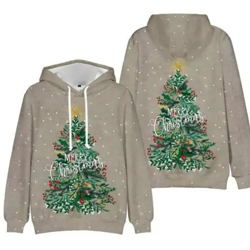 Glimmer - Weihnachtspullover mit Kapuze und festlichem Rentier-Design