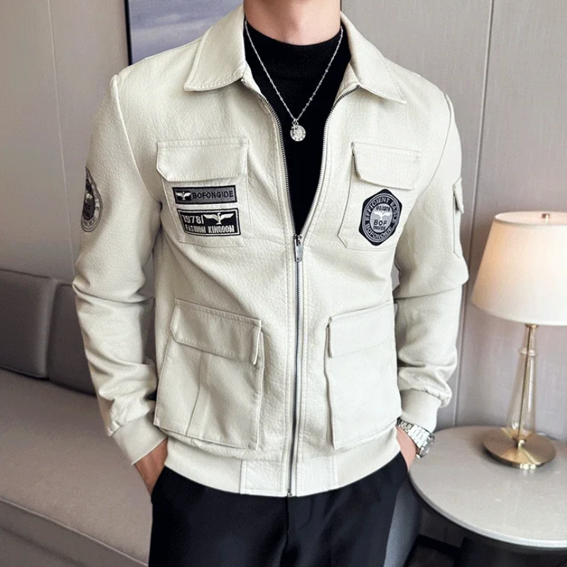 Zendolt - Lederjacke Herren mit Stehkragen, Klassische Bikerjacke aus Echtleder