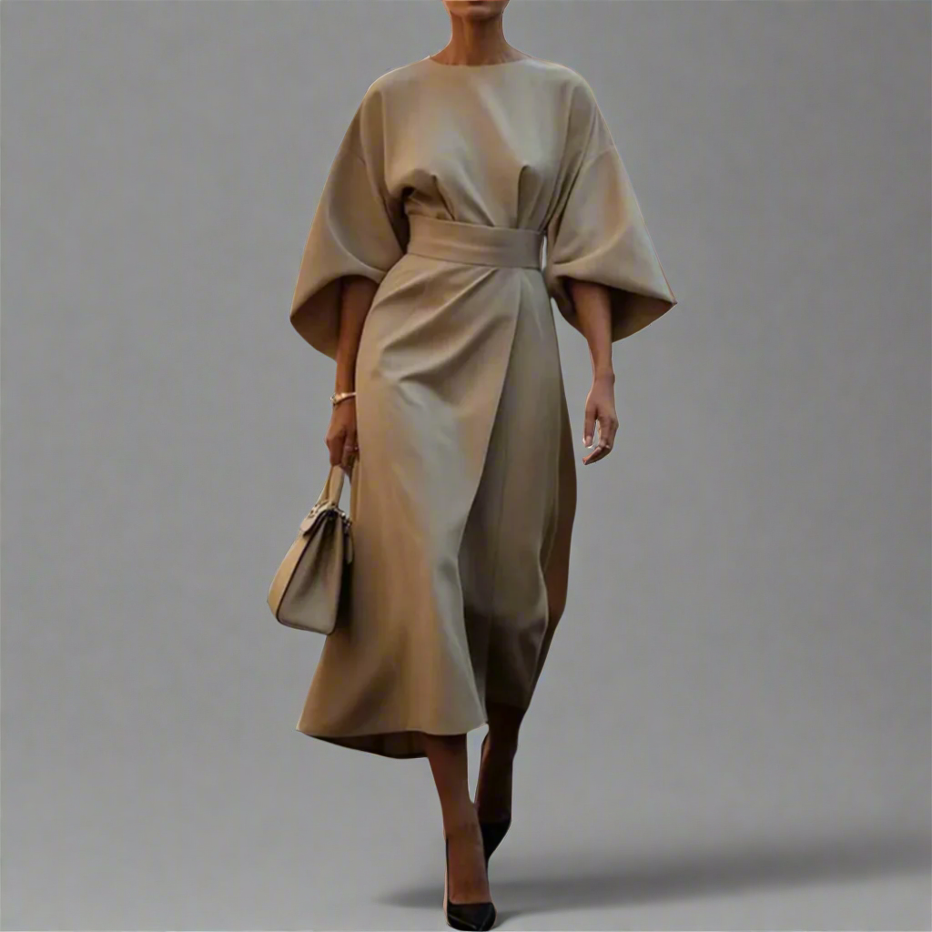 Veronike | Elegantes Kleid mit Laternenärmeln und Gürtel