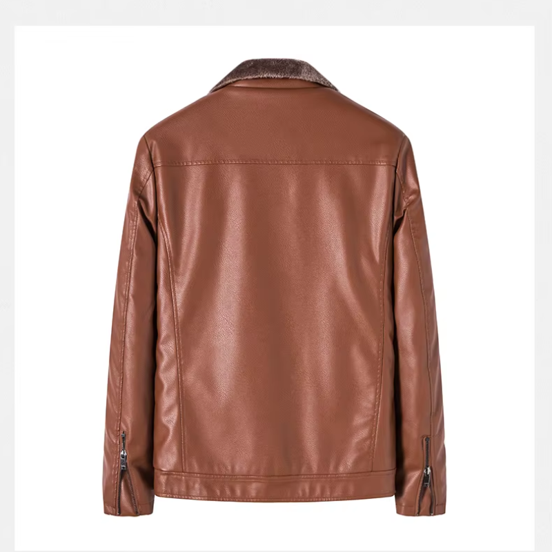 Trenlon - Lederjacke Herren mit abnehmbarer Kapuze, Bikerjacke aus Echtleder