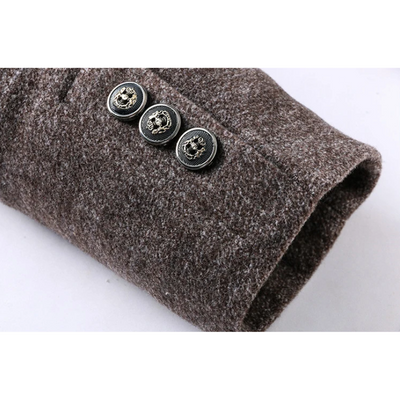 Mantfix - Langer Mantel Herren Stilvoller Wollmantel Mit Revers und Brusttasche