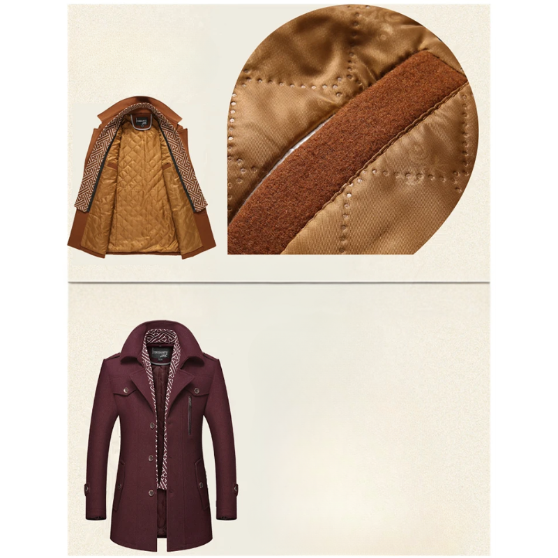 Stilwin - Langer Mantel Herren Klassischer Trenchcoat Mit Gürtel und Revers