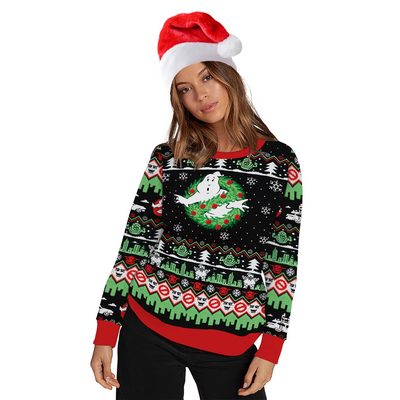 Wunderb - Weihnachtspullover mit Karomuster und Rentier-Design, Damen Strickpullover