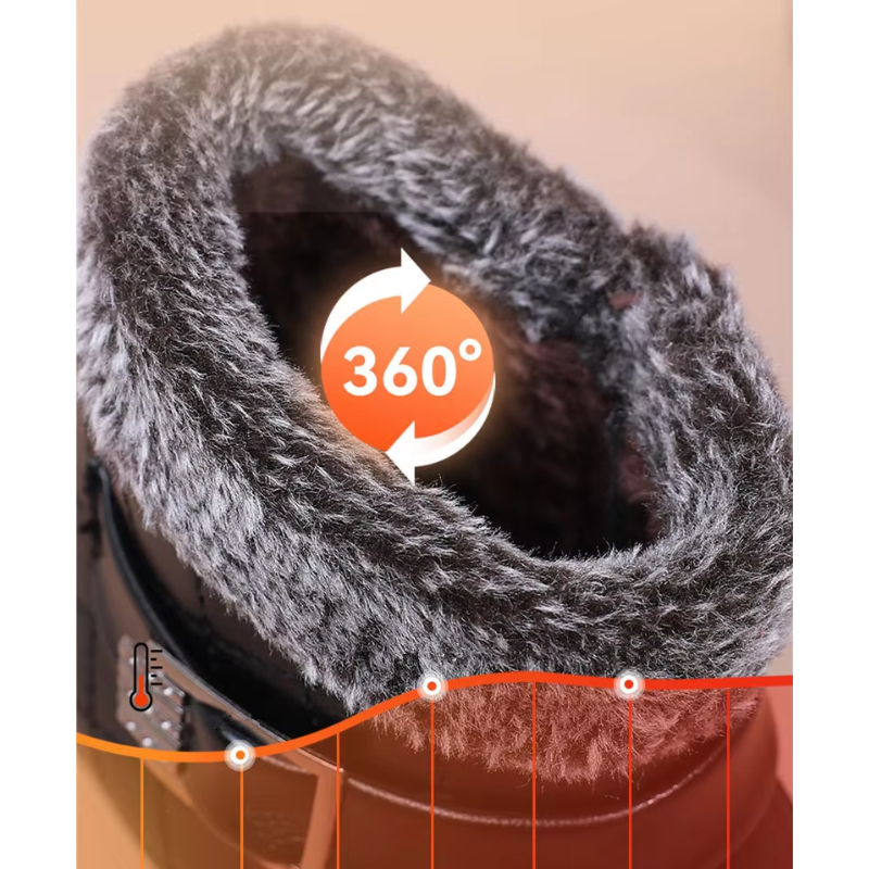 Solexia - Damen Winterstiefel mit Fellkragen und rutschfester Sohle