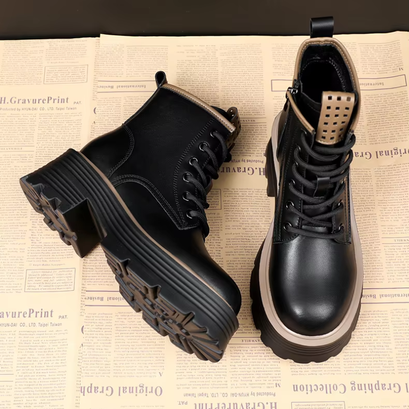 Glacine - Damen Winterstiefel mit Plateau und stylischem Schnürdesign