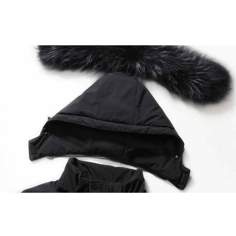 Mantzen - Langer Wintermantel Herren Mit Kapuze Warm Gefüttert Winddicht