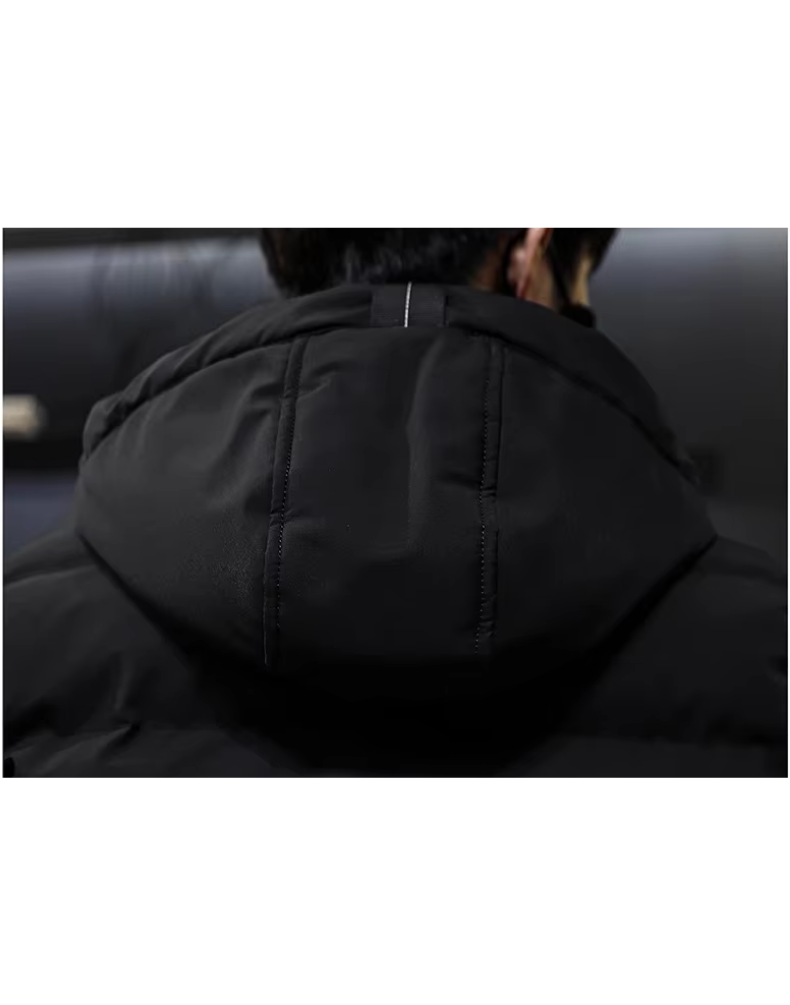 Feuernn - Langer Wintermantel Herren Warm Gefüttert Mit Kapuze Outdoorjacke