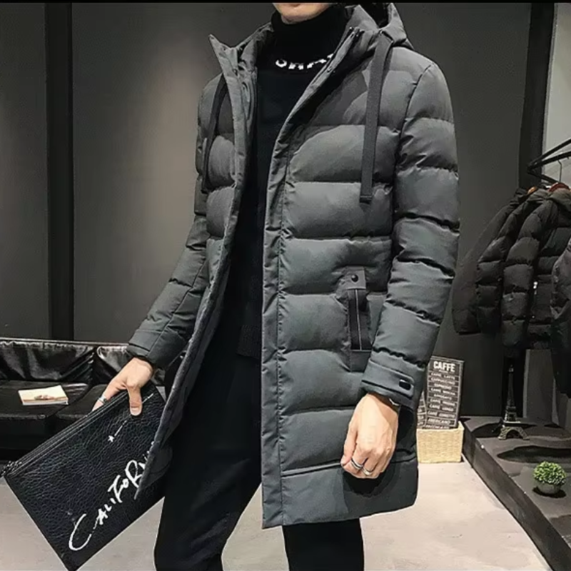 Warmtex - Langer Wintermantel Herren Winddicht Wasserdicht Mit Kapuze Gefüttert