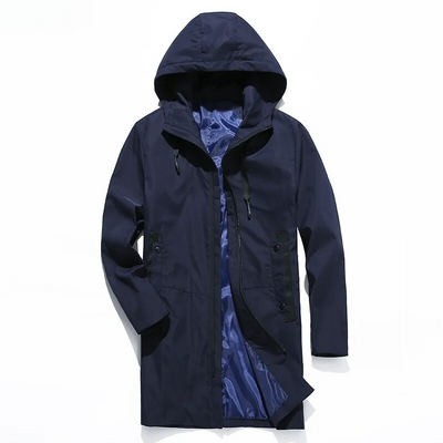 Polstox - Langer Wintermantel Herren – Leichter Steppmantel mit Kapuze und Futter