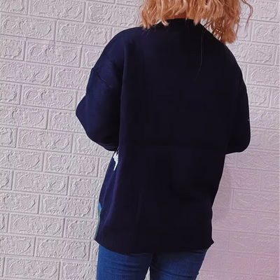 Wolzwei - Weihnachtspullover für Damen, Strickpullover mit festlichem Weinglas-Motiv