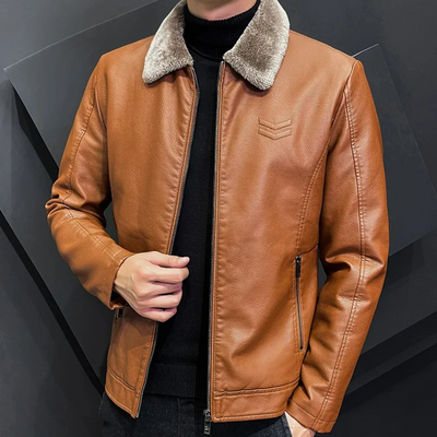 Valgrim - Lederjacke Herren, Stilvolle Jacke mit Kapuze und Reißverschlusstaschen