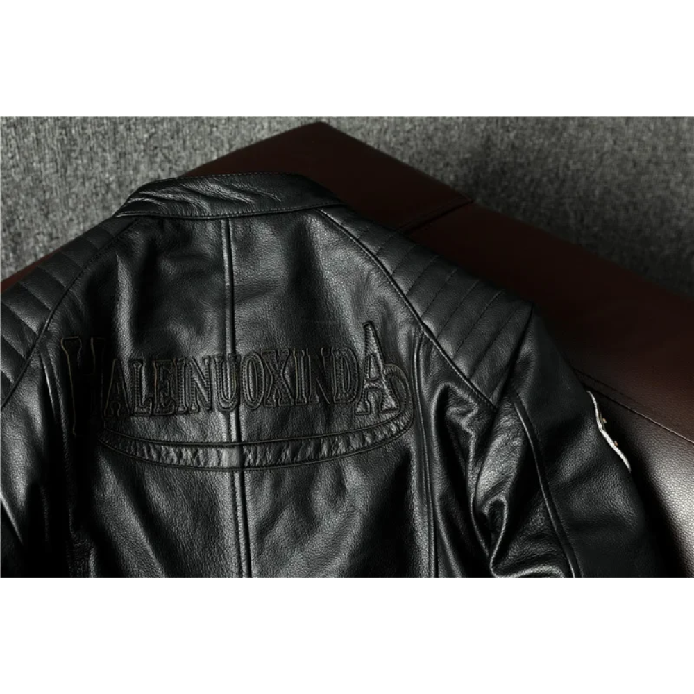 Luxhern - Lederjacke Herren mit Kapuze, Camouflage Bikerjacke