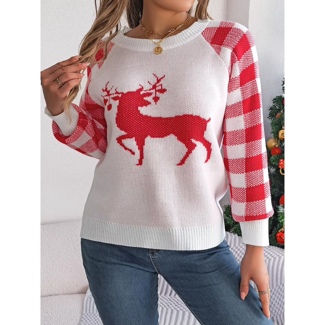 Gestrik - Weihnachtspullover mit Rentier-Motiv, Herren Strickpullover