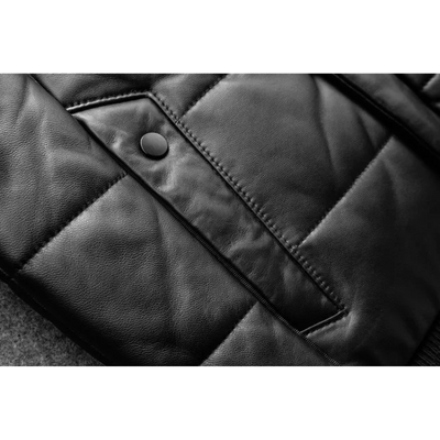 Bravden - Lederjacke Herren mit Stehkragen, Warm gefütterte Winterjacke