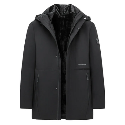 Mantrol - Langer Wintermantel Herren – Wasserabweisender Parka mit Kapuze