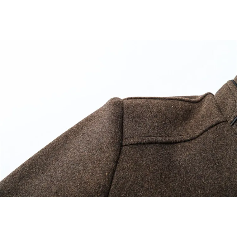 Wintern - Langer Mantel Herren Klassischer Wollmantel Mit Revers und Knöpfen