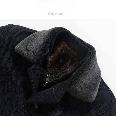 Herrmax - Langer Mantel Herren Stilvoller Wintermantel Mit Brusttasche und Revers