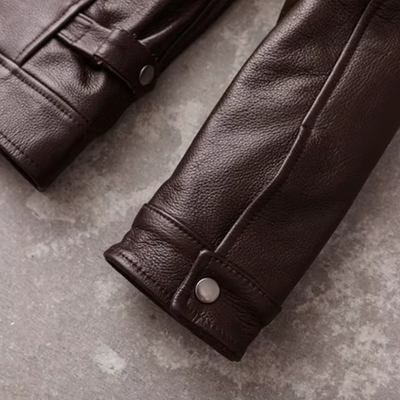 Ventorg - Lederjacke Herren, Gepolsterte Jacke mit Reißverschluss und Druckknöpfen