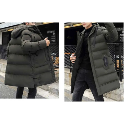 Zinntal - Langer Wintermantel Herren Warm Gefüttert Mit Kapuze Winddicht