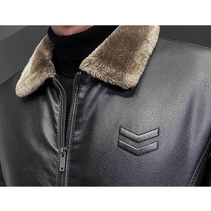 Brolden - Lederjacke Herren, Gefütterte Echtlederjacke mit Knopfleiste und Kragen