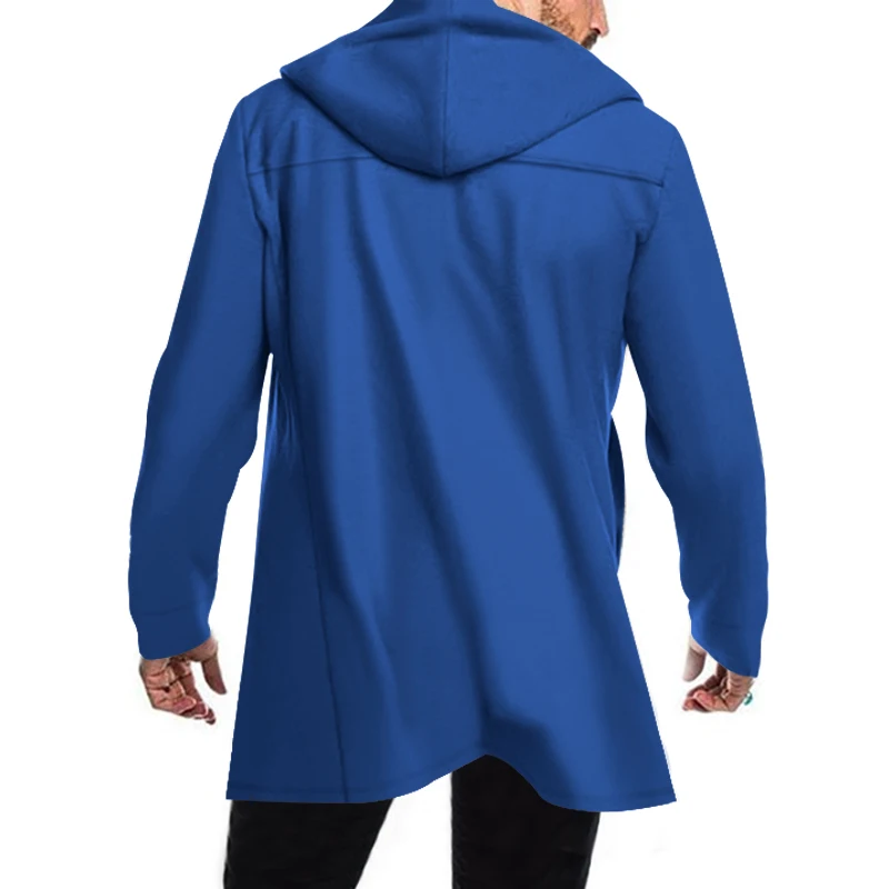 Edelman - Mantel Jacke Herren – Langer Hoodie-Mantel mit Doppelreiher-Knöpfen