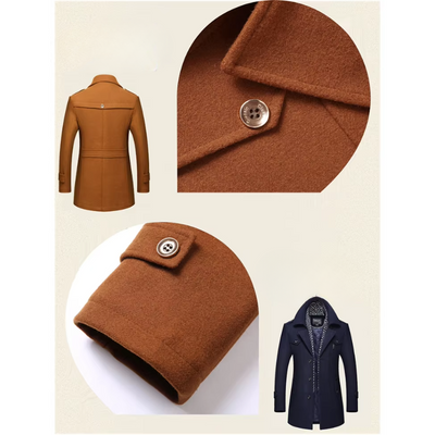 Stilwin - Langer Mantel Herren Klassischer Trenchcoat Mit Gürtel und Revers