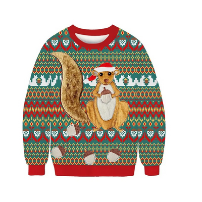 Wintert - Weihnachtspullover für Damen, Strickpullover mit Rentier und Karodetails