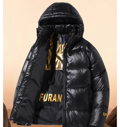 Jackfed - Daunenjacke Herren Glänzend Warm Gefüttert Mit Kapuze Winterjacke