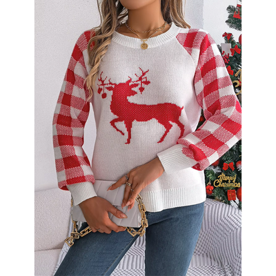 Gestrik - Weihnachtspullover mit Rentier-Motiv, Herren Strickpullover