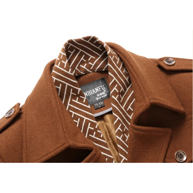 Stilwin - Langer Mantel Herren Klassischer Trenchcoat Mit Gürtel und Revers