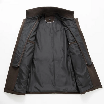 Warmlux - Langer Mantel Herren Modischer Wollmantel Mit Stehkragen und Taschen