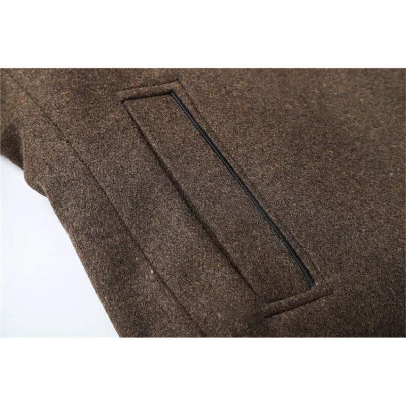 Wintern - Langer Mantel Herren Klassischer Wollmantel Mit Revers und Knöpfen