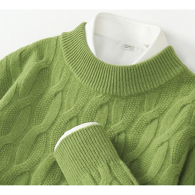 Strlum - Wollpullover Herren – Warmer Zopfstrick-Pullover für Winter